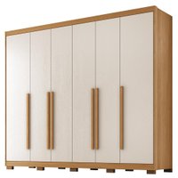 Guarda Roupa Casal 6 Portas 6 Gavetas MDF Platina 236 cm Cinamomo Areia ZANZ