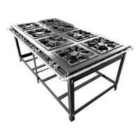 Fogão Industrial 8 Bocas Duplas de Centro Luxo Baixa Pressão MR Fogões 40x40 P8