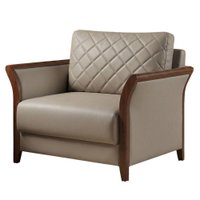Poltrona Decorativa Ambar Braços Pes Em Madeira Courino TCS 726 MOLL
