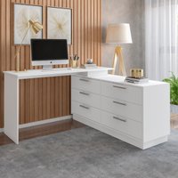 Escrivaninha em L com 6 Gavetas Flex Multimóveis CRRUI-ESC006 Branco