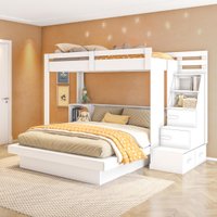 Beliche Infantil/Juvenil com Cama de Casal e Solteiro Multimóveis CRRUI-CAM012 Branco