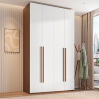 Guarda-Roupa Solteiro com 4 Portas e 3 Gavetas 135cm Multimóveis CRRUI-GRP120 Madeirado/Branco