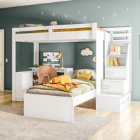 Beliche em L com Escrivaninha para Colchão 88x188cm Multimóveis CRRUI-CAM009 Branco