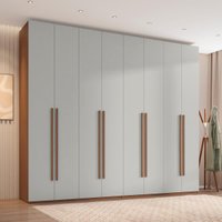 Guarda-Roupa Casal Modulado com 8 Portas e 6 Gavetas 275cm Multimóveis CRRUI-GRP119 Madeirado/Cinza