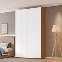 Guarda-Roupa Solteiro com 4 Portas e 3 Gavetas 137,5cm Multimóveis CRRUI-GRP118 Madeirado/Branco
