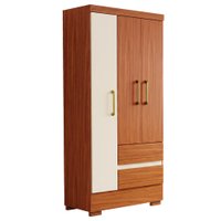 Guarda Roupas Solteiro 3 Portas 2 Gavetas Zoe Madeirado/Off White