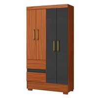 Guarda Roupas Solteiro 4 Portas 2 Gavetas Mel