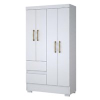 Guarda Roupas Solteiro 4 Portas 2 Gavetas Mel Branco