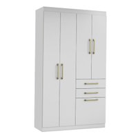 Guarda Roupas Solteiro 5 Portas 2 Gavetas Maya Branco