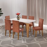 Mesa de Jantar 6 Lugares Milão Mel/Blonde/Terracota - Viero Móveis
