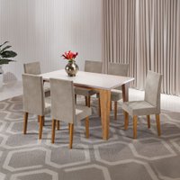 Mesa de Jantar 6 Lugares Milão Mel/Blonde/Perola - Viero Móveis