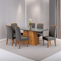 Mesa de Jantar 6 Lugares Metrópoles Mel/Cinza/Grafite - Viero Móveis