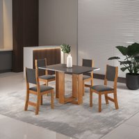 Mesa de Jantar 4 Lugares Caiena Mel/Cinza/Grafite - Viero Móveis