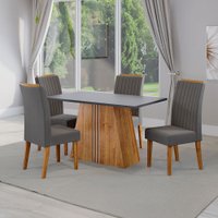 Mesa de Jantar 4 Lugares Lumina Mel/Cinza/Grafite - Viero Móveis