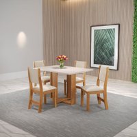Mesa de Jantar 4 Lugares Caiena Mel/Blonde/Marfim - Viero Móveis