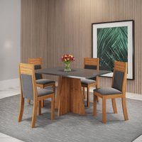 Mesa de Jantar 4 Lugares Vivere Mel/Cinza/Grafite - Viero Móveis