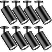 Kit 8 Spots 7w Sobrepor Preto Neo Luminárias Teto Dital Escr