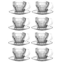 Jogo 16 Pçs Xícaras Café Com Pires 110ml Vidro Império Wolff