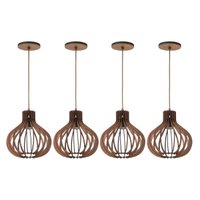 Kit 4 Pendentes Luminárias Mdf  Balao com Fio Ajustável 25cm