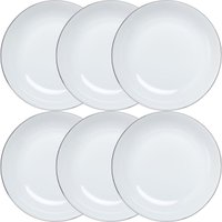 Jogo 6 Pratos Fundos 20,5cm Branco Porcelana Legacy Silver L