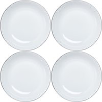 Jogo 4 Pratos Fundos 20,5cm Brancos Porcelana Legacy Silver