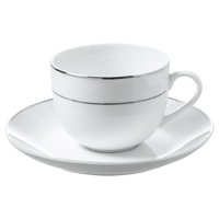 Jogo 6 Xícaras com Pires Porcelana Branca 220ml Chá Majesty