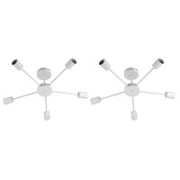 Kit 2 Pendentes Branco de Teto em Alumínio Fixo 5 Braços Lum