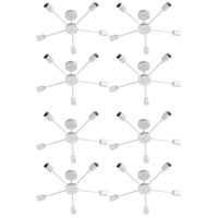 Kit 8 Pendentes Branco para Teto 5 Braços Fixos E27 Panamera