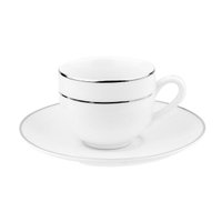 Jogo 24 Xícaras com Pires 90ml Café Porcelana Majesty Silver