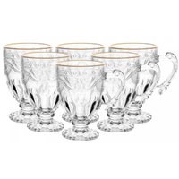 Jogo 6 Xicaras Cristal 190ml Borda Fio de Ouro Imperial Lyor