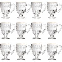 Conjunto 12 Xicaras Cristal 190ml Borda Fio de Ouro Imperial