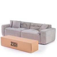 Sofá Modular na Caixa 2 Lugares Linho Aveludado D32 Cinza 256cm Bloc Zidi