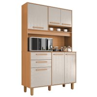 Kit Cozinha 6 Portas 2 Gavetas 120 cm Prisma Cinamomo Areia ZANZ