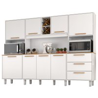 Kit Cozinha 8 Portas 3 Gavetas 242 cm Polar Branco Absoluto ZANZ