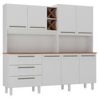 Kit Cozinha 7 Portas 3 Gavetas 208 cm Atria Branco Absoluto ZANZ
