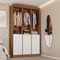 Guarda-Roupa Casal Andorra 3 Portas 15 Prateleiras Freijó/Branco - Pnr Móveis