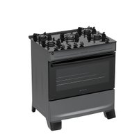 Fogão 5 Bocas Atlas Mônaco Top Glass Mesa de Vidro Bivolt - Titanium