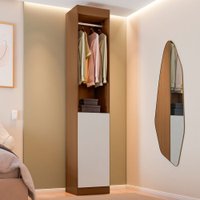 Guarda-Roupa Solteiro Andorra 1 Porta 5 Prateleiras Freijó/Branco - Pnr Móveis