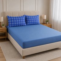 Jogo de Cama Casal Sensação 3 pçs Malha 100% Poliéster 138x188x30cm Bene Casa Azul