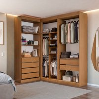 Closet Casal Modulado Andorra 6 Gavetas 8 Prateleiras Freijó/Branco - Pnr Móveis