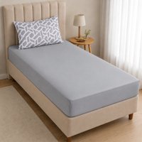 Jogo de Cama Solteiro Sensação 2 pçs Malha 100% Poliéster 88x188x30cm Bene Casa Cinza