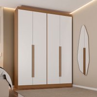 Guarda-Roupa Casal Andorra 4 Portas 4 Gavetas Freijó/Branco - Pnr Móveis