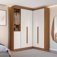 Guarda-Roupa Casal Modulado Andorra 5 Portas 4 Gavetas Freijó/Branco - Pnr Móveis