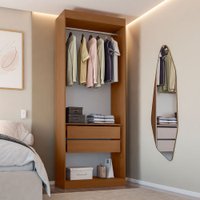 Closet Solteiro Andorra 2 Gavetas Freijó/Branco - Pnr Móveis