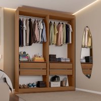 Closet Casal Andorra 4 Gavetas 2 Prateleiras Freijó/Branco - Pnr Móveis