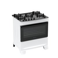 Fogão 5 Bocas Atlas Mônaco Top Glass Mesa de Vidro Bivolt - Branco