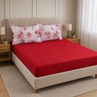 Jogo de Cama Casal Sensação 3 pçs Malha 100% Poliéster 138x188x30cm Bene Casa Vermelho