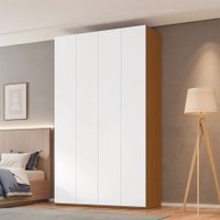 Guarda-Roupa Solteiro Madrid 4 Portas 3 Gavetas Freijó/Branco - Pnr Móveis