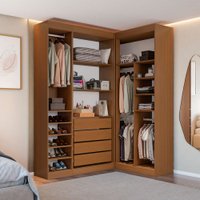 Closet Casal Modulado Andorra 4 Gavetas 12 Prateleiras Freijó/Branco - Pnr Móveis