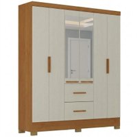 Guarda Roupa Casal 6 Portas Com Espelho Primor 181 cm Cinamomo Areia ZANZ